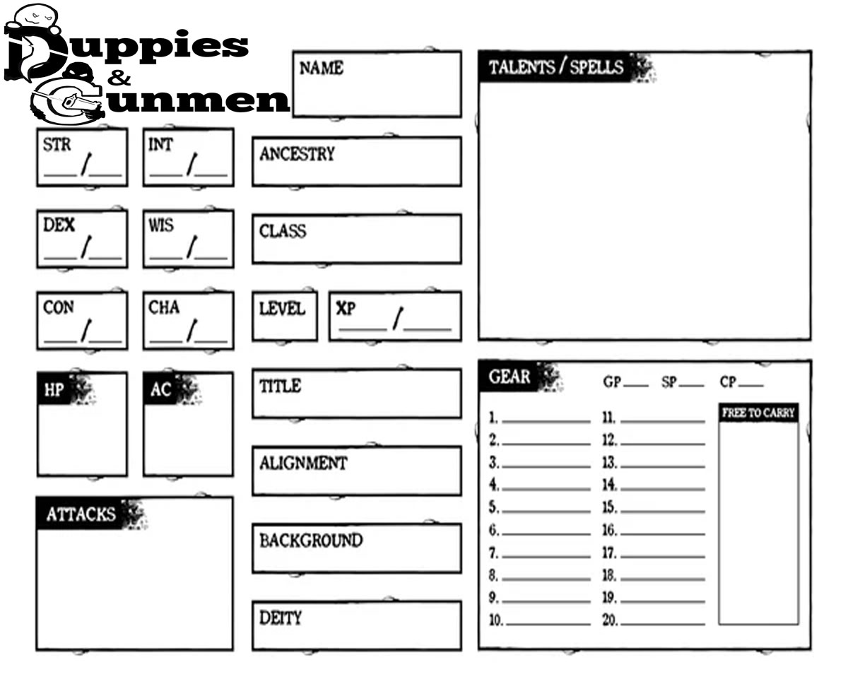 Duppies And Gunmen Character Sheet